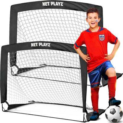 Set De 2 Porterias Futbol 4X3 Pies Soccer Para Ninos Y Adultos Portatil Plegable