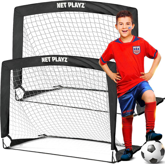 Set De 2 Porterias Futbol 4X3 Pies Soccer Para Ninos Y Adultos Portatil Plegable