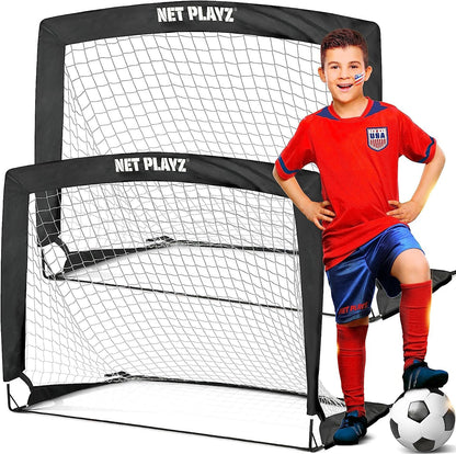 Set De 2 Porterias Futbol 4X3 Pies Soccer Para Ninos Y Adultos Portatil Plegable